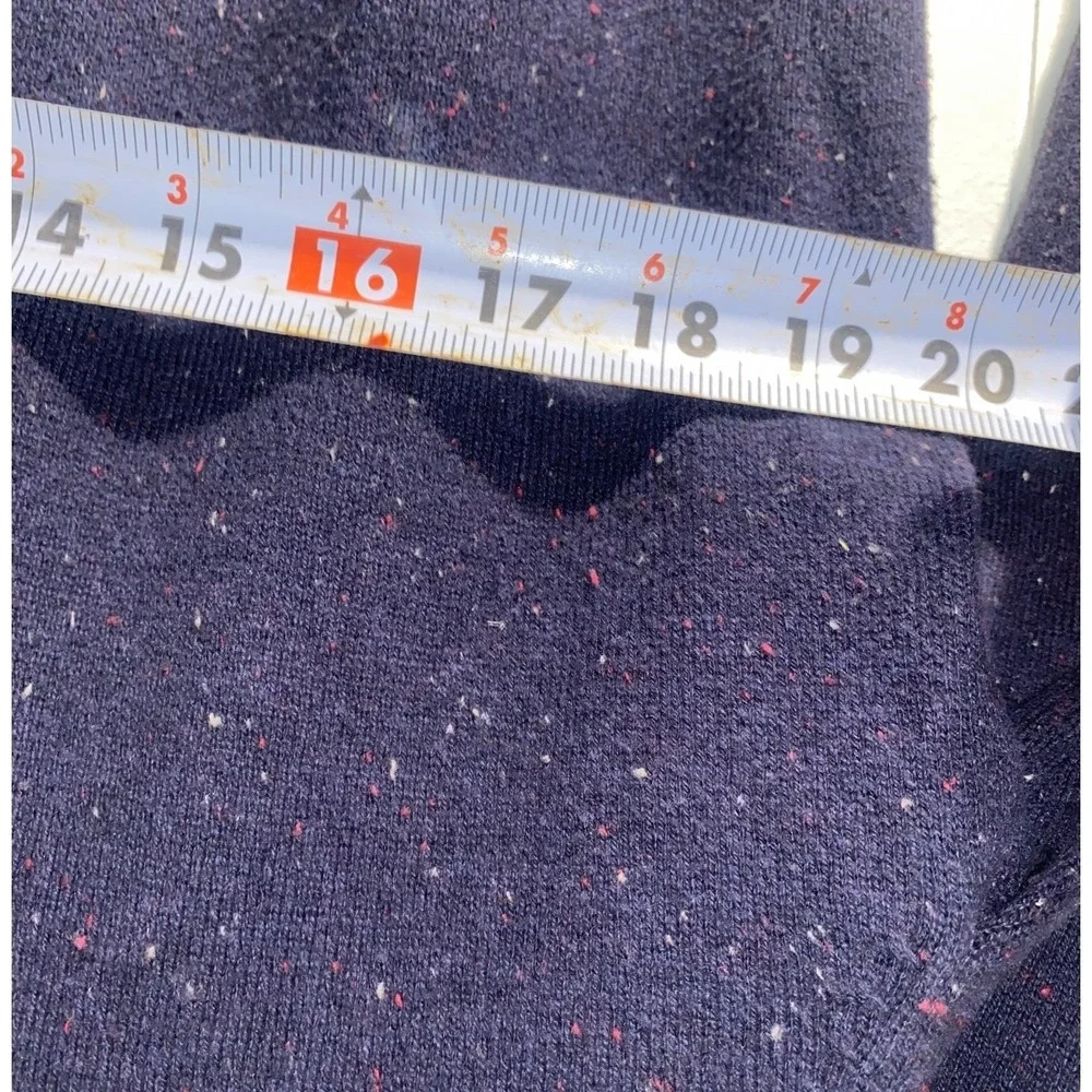Alan Flusser‎ Mens Navy Blue Cotton Cashmere Donegal Fleck Quarter Zip Sweater M